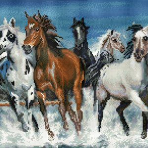Set Goblen cu diamante, Acuarello, Cai in galop