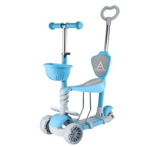 Trotineta 5 in 1 cu roti luminoase Action One, Kinder XS, Albastru