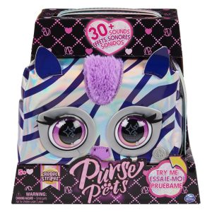 Geanta interactiva metalizata, Purse Pets, Albastru, 20140945
