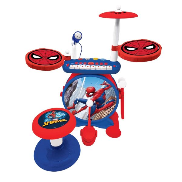 Set complet de tobe electronice luminoase, Lexibook, Spiderman