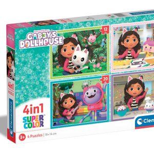 Puzzle 4 in 1 Gabbys Dollhouse, Clementoni, 16 piese