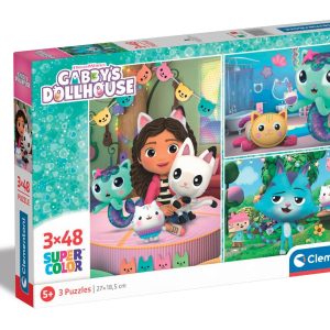 Puzzle Gabbys Dollhouse, Clementoni, 3 x 48 piese