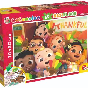 Puzzle de podea 2 in 1 Cocomelon Lisciani, Conteaza pe mine, Maxi, 60 piese