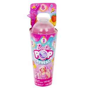 Papusa cu accesorii Barbie, Color Pop Reveal Fruit, Capsuna si Lamaie, 8 surprize, HNW41