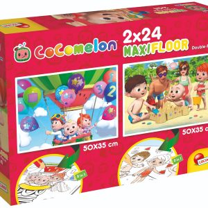 Puzzle de podea 2 in 1 Cocomelon Lisciani, Fi bun cu toti, Maxi, 2 x 24 piese