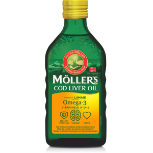 Ulei din ficat de cod cu aroma de lamaie, 250ml, Moller's