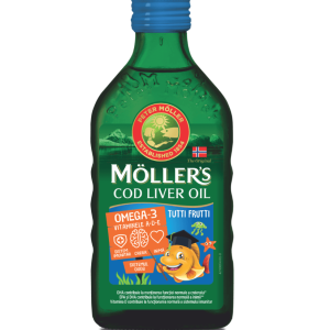 Ulei din ficat de cod cu aroma de Tutti Frutti pentru copii, 250ml, Moller's