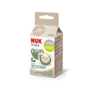 Suzeta din silicon Nature, verde, M3, 18-36 luni, 2 bucati, Nuk