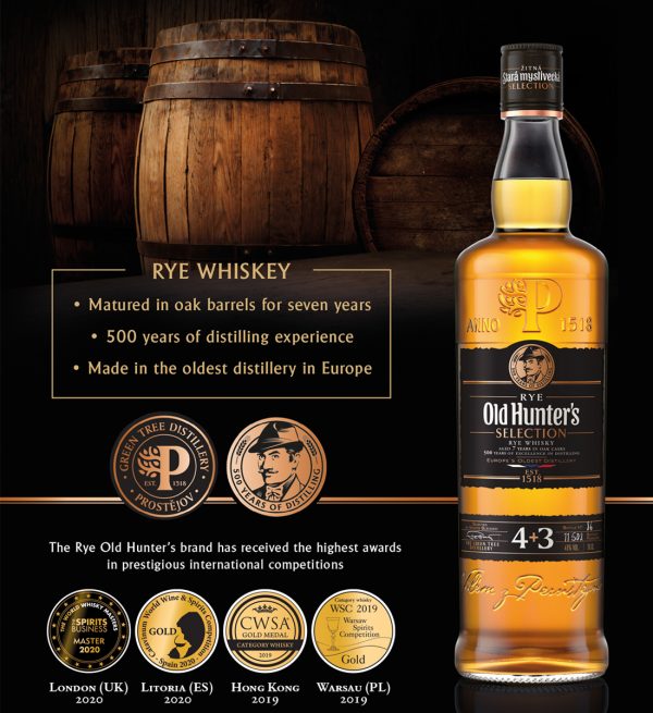 Whisky Old Hunter's Selection Rye Traditional 7 ani 0.7L
