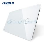 Panou intrerupator dublu + simplu cu touch Livolo din sticla
