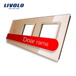 Panou intrerupator simplu cu touch si 2 prize Livolo din sticla
