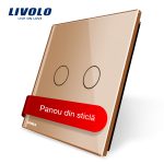 Panou intrerupator dublu cu touch Livolo din sticla