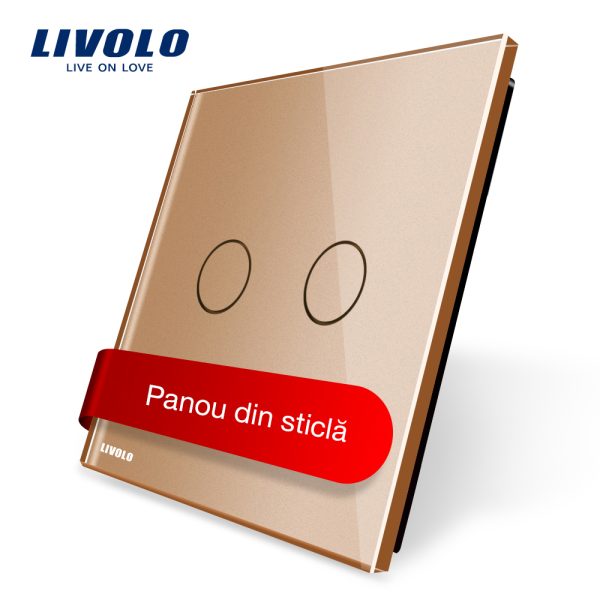 Panou intrerupator dublu cu touch Livolo din sticla