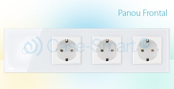 Intrerupator simplu + Priza tripla LIVOLO cu touch din sticla