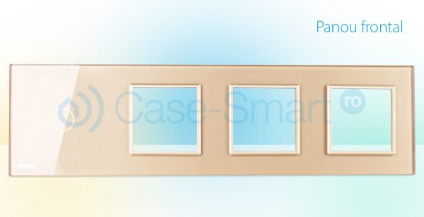 Rama intrerupator cu touch simplu+priza tripla LIVOLO din sticla
