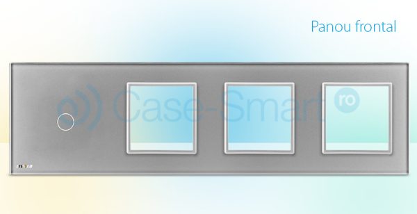 Rama intrerupator cu touch simplu+priza tripla LIVOLO din sticla