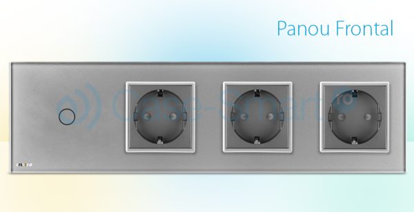 Intrerupator simplu + Priza tripla LIVOLO cu touch din sticla