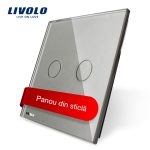 Panou intrerupator dublu cu touch Livolo din sticla