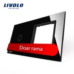 Panou intrerupator simplu cu touch si priza simpla Livolo din sticla