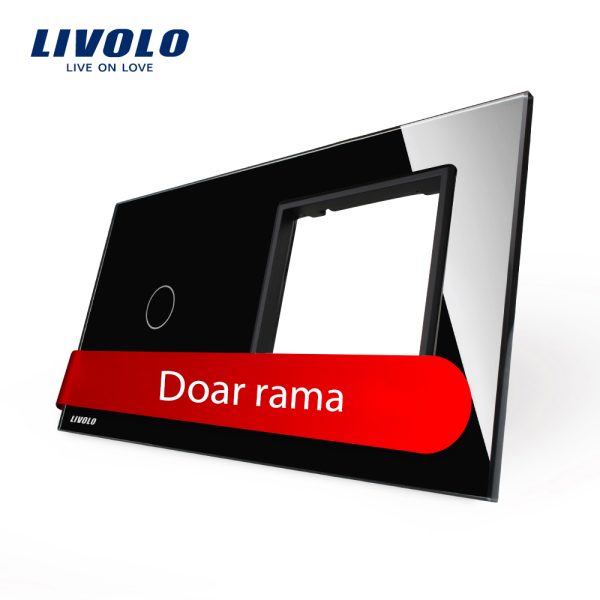 Panou intrerupator simplu cu touch si priza simpla Livolo din sticla
