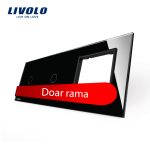 Panou 2 intrerupatoare simple cu touch si priza Livolo din sticla