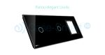 Panou 2 intrerupatoare simple cu touch si priza Livolo din sticla
