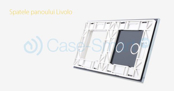 Panou intrerupator dublu cu touch + priza simpla Livolo din sticla