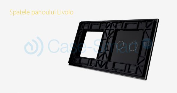 Panou intrerupator dublu cu touch + priza simpla Livolo din sticla