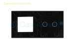 Panou intrerupator dublu cu touch + priza simpla Livolo din sticla