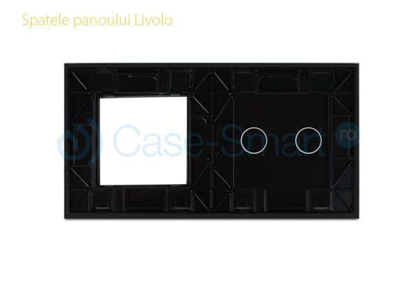 Panou intrerupator dublu cu touch + priza simpla Livolo din sticla