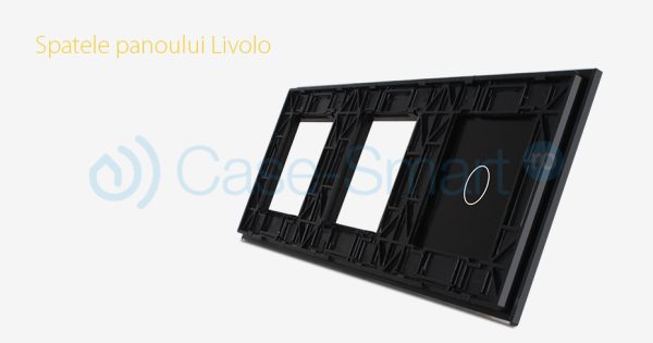 Panou intrerupator simplu cu touch si 2 prize Livolo din sticla