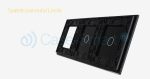 Panou 2 intrerupatoare simple cu touch si priza Livolo din sticla