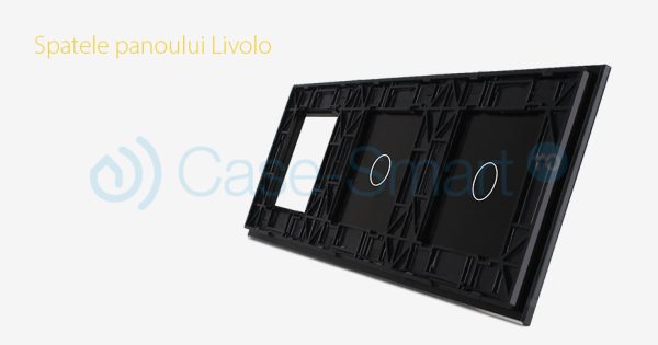 Panou 2 intrerupatoare simple cu touch si priza Livolo din sticla