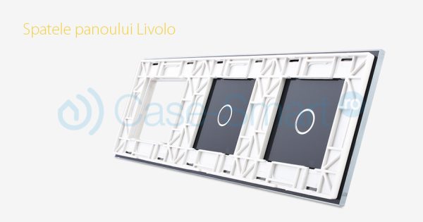 Panou 2 intrerupatoare simple cu touch si priza Livolo din sticla