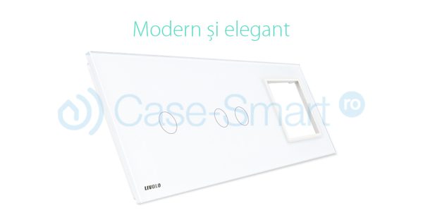 Panou intrerupator simplu+dublu+ priza Livolo din sticla