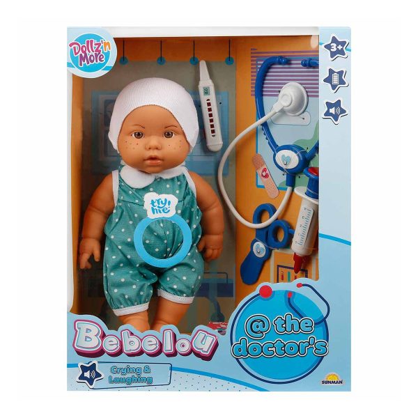 Papusa bebelus, Dollz n More, Bebelou la doctor, 35 cm, verde
