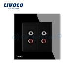 Priza dubla audio Livolo cu rama din sticla