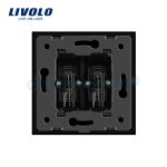 Priza dubla audio Livolo cu rama din sticla