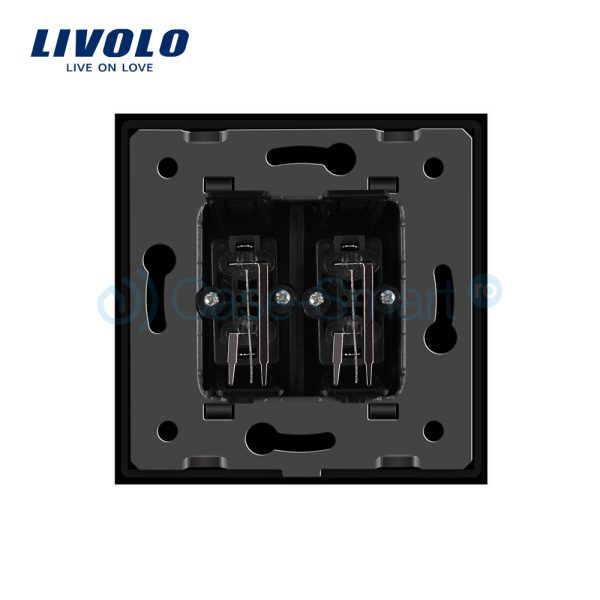 Priza dubla audio Livolo cu rama din sticla