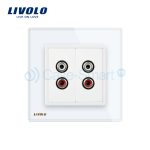 Priza dubla audio Livolo cu rama din sticla