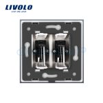 Priza dubla audio Livolo cu rama din sticla