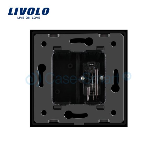 Priza simpla audio Livolo cu rama din sticla