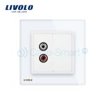 Priza simpla audio Livolo cu rama din sticla