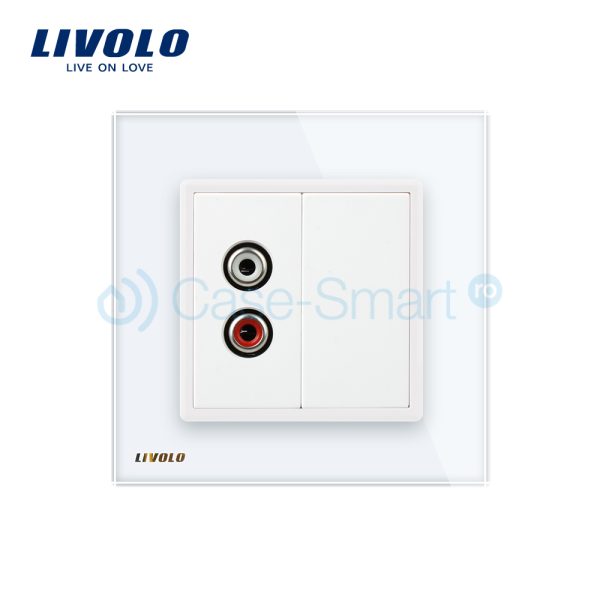 Priza simpla audio Livolo cu rama din sticla
