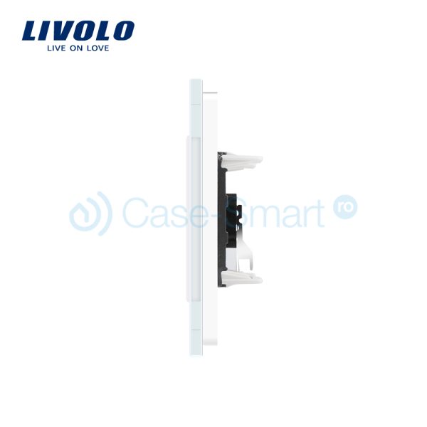 Priza simpla audio Livolo cu rama din sticla