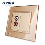 Priza simpla audio Livolo cu rama din sticla