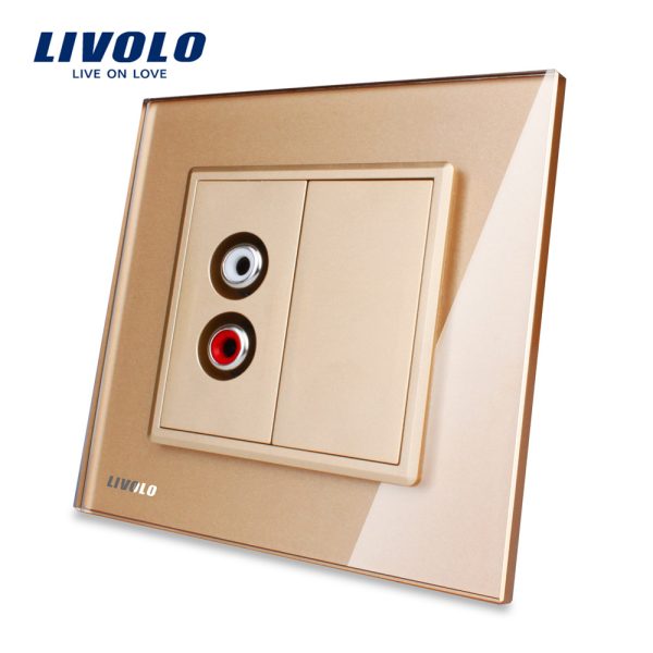 Priza simpla audio Livolo cu rama din sticla