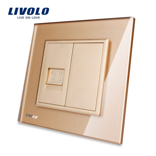 Priza simpla Telefon Livolo cu rama din sticla