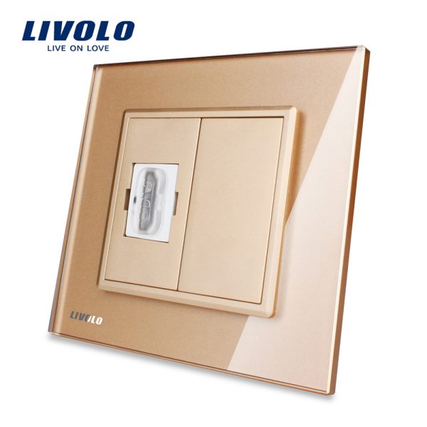 Priza simpla HDMI Livolo cu rama din sticla
