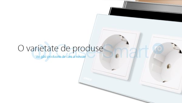 Priza tripla Livolo cu rama din sticla 2 prize simple+TV/internet